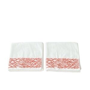 Peacock Alley White &‎ Orange Embroidered Bath Towels Set of 2